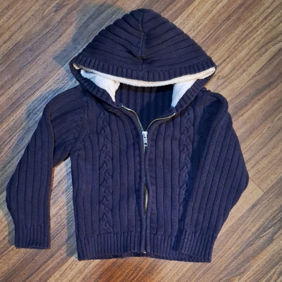 💥Buy2Get1Free💥Calvin Klein Jeans Blue Hooded Cable Knit Sweatshirt - Picture 1 of 2